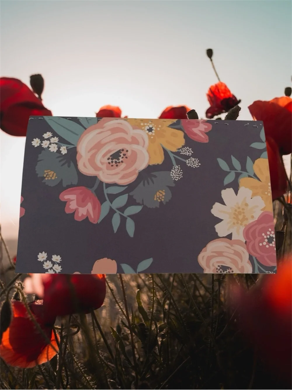 Aesthetic Floral Pocket Journal – Cute Handmade Lined Notebook 1 Set